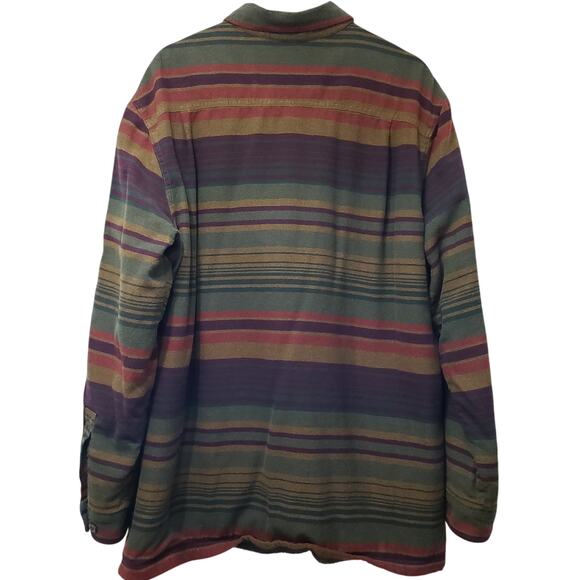 L.L. BEAN Fleece Lined Traditional Fit Sriped Flannel Shirt Shacket Men's Large - Picture 7 of 11